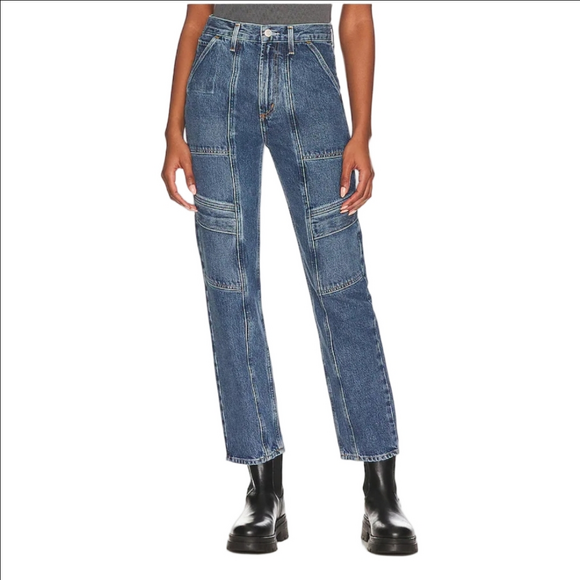 Agolde Denim - Agolde Cooper Cargo Utility Regulation Organic Cotton Blue Denim Jeans Size 23